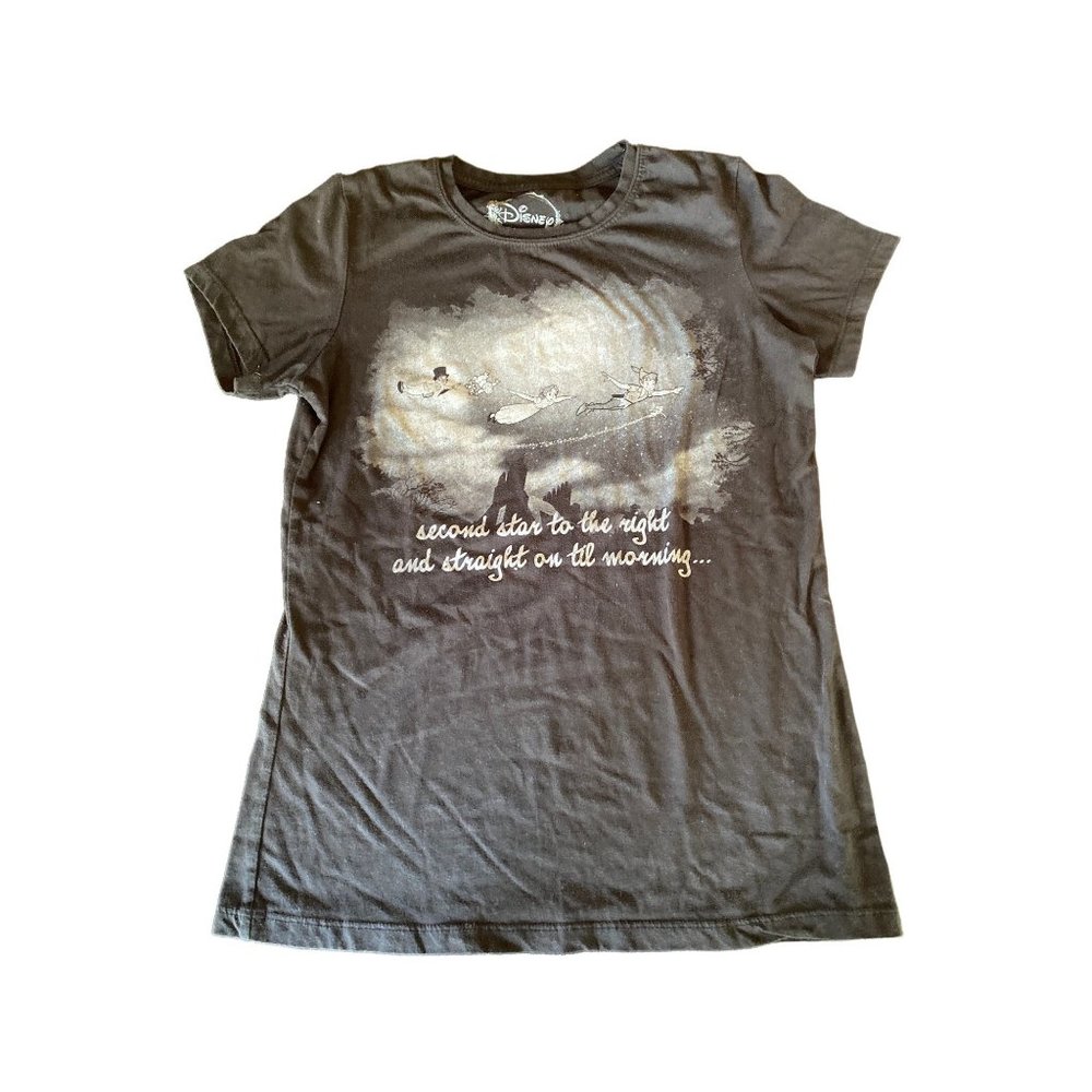 Black Disney Peter Pan Second Star to the Right T Shirt Youth Size L